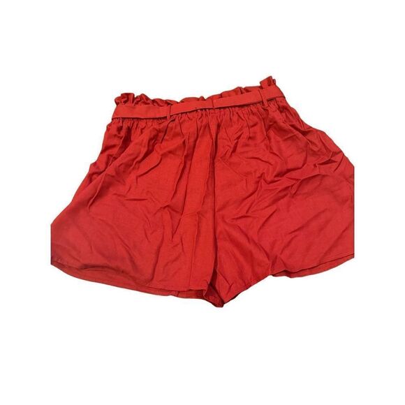 Charles R Red Belted Paperbag Shorts - Picture 3 of 5